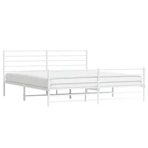 Berkfield Metal Bed Frame with Headboard and Footboard White 200x200 cm