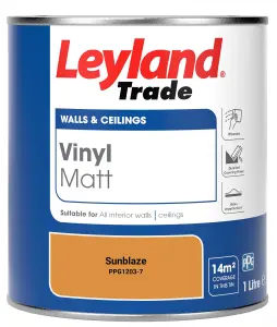 Leyland Trade Vinyl Matt Walls & Ceilings Emulsion Paint Sunblaze (PPG1203-7) 1L