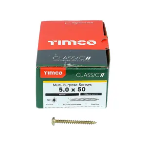 TIMCO Classic Multi-Purpose Pan Head Gold Woodscrews - 5.0 x 50 (200pcs)