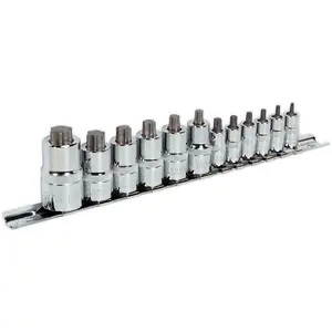 12pc TRX Star STUBBY Socket Bit Set - 1/4" 3/8" & 1/2" Square Drive Short Shaft