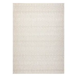 Carpet JERSEY 19243 cream - Chevron, structural, loop BOHO  120x170 cm