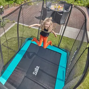 10ft x 7ft Salta Green Rectangular Comfort Edition Inground Trampoline with Enclosure