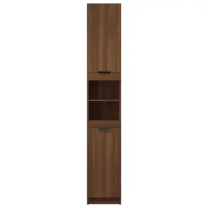 Berkfield Bathroom Cabinet Brown Oak 32x34x188.5 cm Engineered Wood