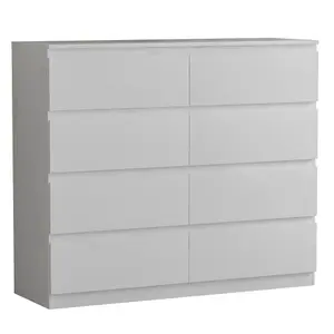 Vida Designs Denver White 8 Drawer Chest (H)955mm (W)1200mm (D)400mm