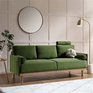 Timber Fern Green Velvet Sofa, 3-Seater - Daals - Sofas