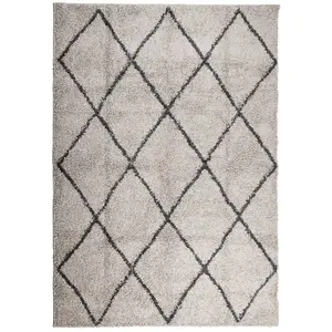 Shaggy Rug PAMPLONA High Pile Modern Beige and Anthracite 120x170 cm