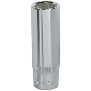 High-Quality 12mm Deep Drive Socket - 1/4" Chrome Vanadium Tool