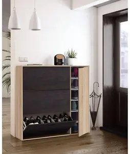 Dark Brown Shoe Cabinet with 4 Doors