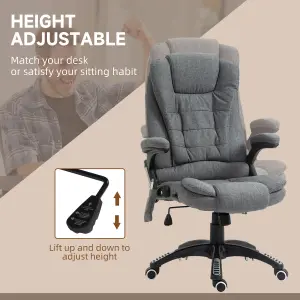 Vinsetto Office Chair w/ Heating Massage Points Relaxing Reclining Grey