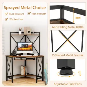 Costway Corner Writing Desk Home Office Space-Saving Computer Desk with Keyboard Tray