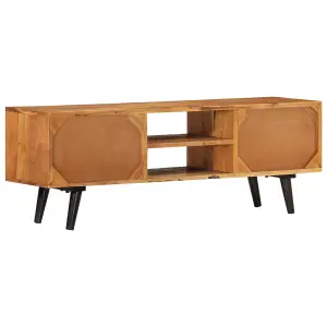 Berkfield TV Cabinet with Doors 112x30x40 cm Solid Wood Acacia and Metal