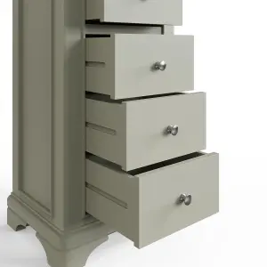 Large 5 Drawer Chest Of Drawers Solid Oak Sage Green Painted Finish Ready Assembled