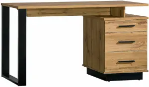 Lamelo LA8 Computer Desk - Sleek Efficiency in Oak Wotan & Black Matt, H750mm W1350mm D560mm