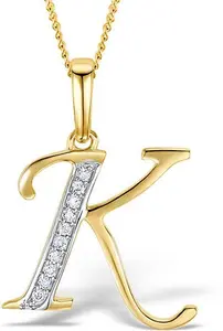 9K Gold Diamond Initial 'K' Necklace 0.05Ct