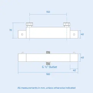 Nes Home Modern Round Chrome Exposed Thermostatic Shower Mixer Bar Valve Wall Mounted with TOP 3/4" and Bottom 1/2" BSP