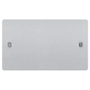 BG Brushed Steel 2 gang Double Blanking plate