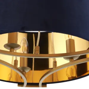 Eternal Contemporary Matt Navy Gold effect 3 Lamp Light pendant, (Dia)430mm