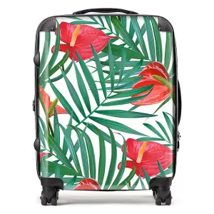 Tropical Flowers And Palm Leaves Suitcase - Large