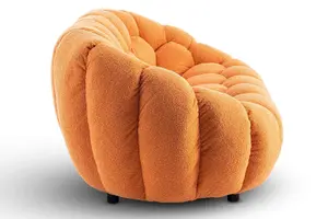 2 Seater Loveseat Small Sofa in Orange Teddy Boucle Fabric