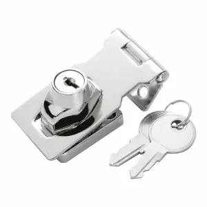 Dzina Locking Safety Hasp and Staple 75mm (3 Inch) Chrome, Pack of 1