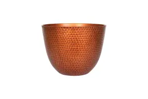 Pot Planter Indoor or Outdoor Lightweight Recycled Plastic Garden  Small Elements - L31 x W31 x H28 cm - Copper