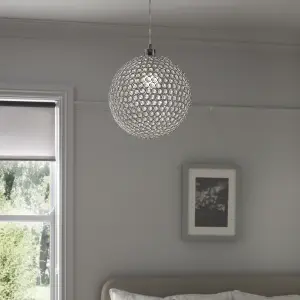 GoodHome Mantus Chrome effect Pendant ceiling light, (Dia)300mm