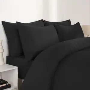 Brentfords Plain Duvet Cover Pillowcase Bedding Set, Graphite Grey - King