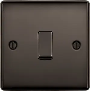 BG 20A Single 2 way Screwed Intermediate switch Gloss Black Nickel effect