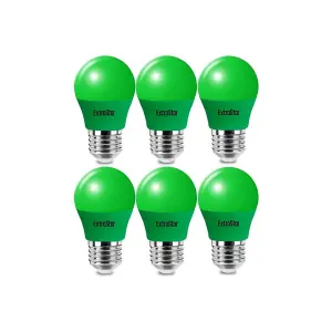 Extrastar 4W Green LED Golf Ball Modern ColouGreen Light Bulb E27 (Pack of 6)