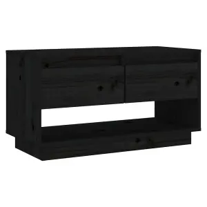 Berkfield TV Cabinet Black 74x34x40 cm Solid Wood Pine