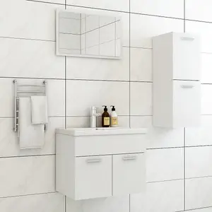 Berkfield Bathroom Furniture Set White Engineered Wood