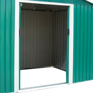 Charles Bentley 8ft x 6ft Dark Green Metal Garden Storage Shed Zinc Floor Frame