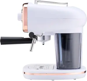 Cook Professional Coffee Machine Espresso Maker Barista Pro 15-Bar Pump Frothing Wand White & Copper