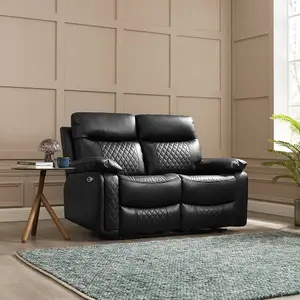 Carson 2 Seater Electric Recliner, Black Air Leather