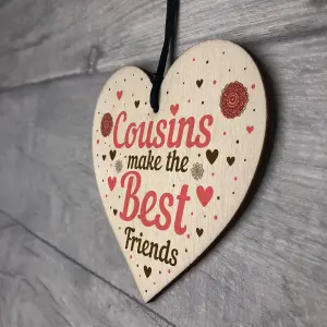 Red Ocean Cousin Heart Plaque Best Friend Friendship Sign Wooden Heart Birthday Christmas Card Gift THANK YOU