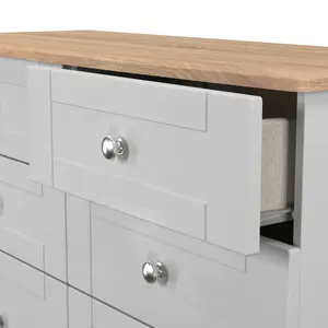 Sussex Ready assembled Grey & oak 6 Drawer Chest (H)792mm (W)1117mm (D)414mm