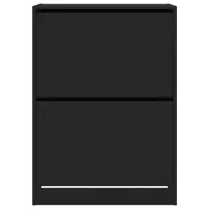 Shoe Cabinet with 2 Flip-Drawers Black 80x42x108 cm