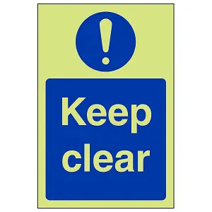 Keep Clear - Fire Door Mandatory Sign Glow in the Dark 100x150mm (x3)