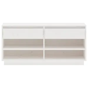 Berkfield Shoe Cabinet White 110x34x52 cm Solid Wood Pine