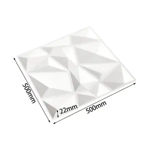 12 Pack White Square Decorative 3D Diamond PVC Wall Panels Home Wall Decor 50cm x 50cm, 3m² Pack