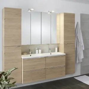 Imandra Compact Matt Silver Mirror effect Double Bathroom Cabinet Mirrored (H)600mm (W)600mm