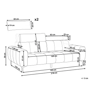 3 Seater Fabric Sofa Grey VEGAMO