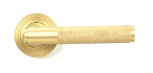 Satin Brass Brompton Lever on Rose Set (Beehive) - Unsprung