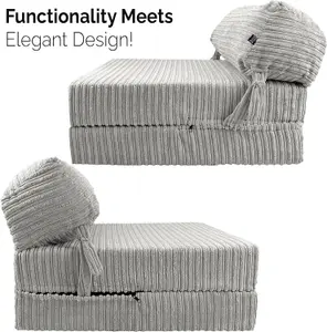 Cord Material Fold Out ZBed Chair Sofa Lounger With Pillow - Mink