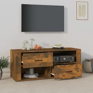 Berkfield TV Cabinet Smoked Oak 100x35x40 cm Engineered Wood