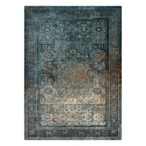 Wool carpet OMEGA Mamluk Vintage rosette dark blue 135x200 cm