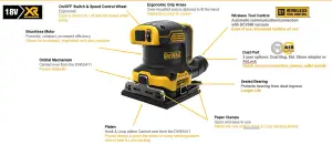 Dewalt DCW200N Cordless Brushless 18v XR 1/4 Sheet Palm Sander Tstak + 50 Sheets