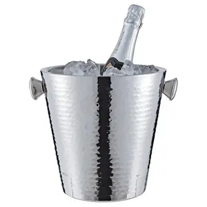 Buckingham Double Wall Stainless Steel Insulated Champagne / Wine Bottle Bucket  22.5 cm / 4.8 Litre, hammered effect