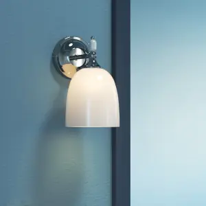 GoodHome Shafat White & silver Chrome effect Wired Wall light