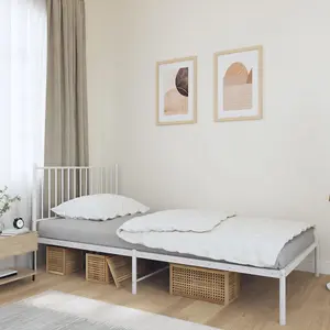 Berkfield Metal Bed Frame with Headboard White 100x190 cm